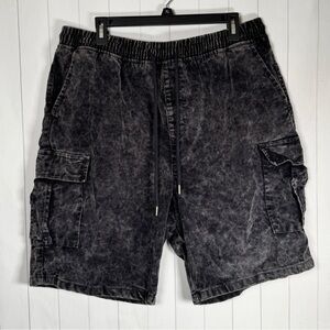 Boohoo Man Black Cotton Corduroy Baggy Cargo Shorts Skater Grunge Hipster Men 40